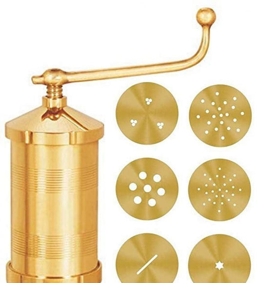 Brass Sev Sancha (Muruku / Noodle / Pasta Maker) w/ 6 Jali Disc 6.5"